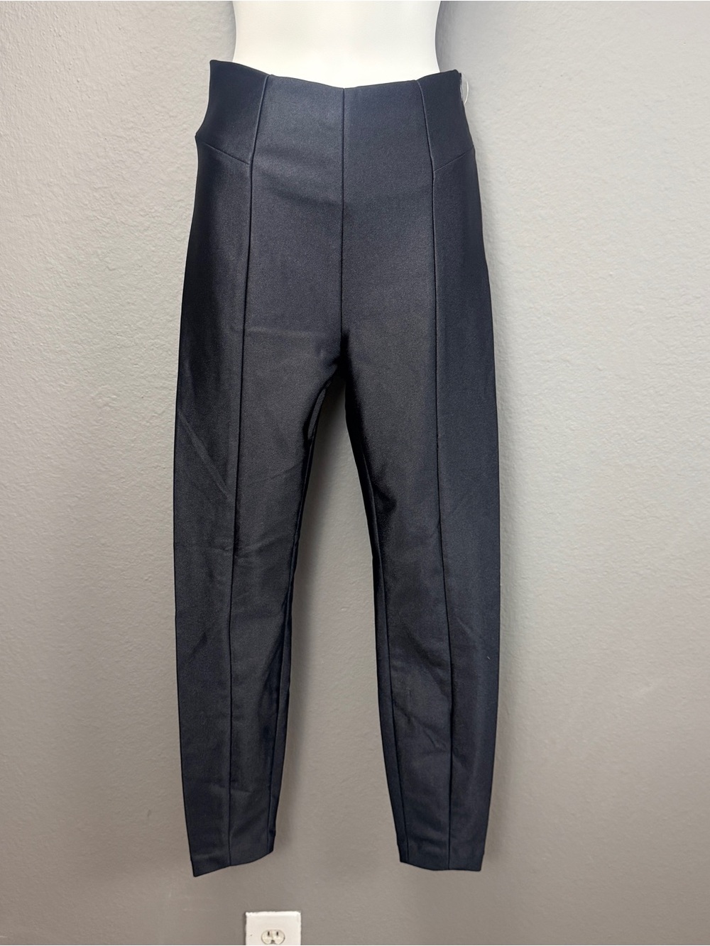Good American Black Boss Disco Pants High Shine Seam High Waisted Leggings Sz 2